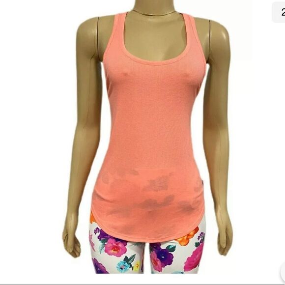 Victoria’s Secret PINK Ribbed Racerback soft tank top Coral orange - Picture 4 of 4